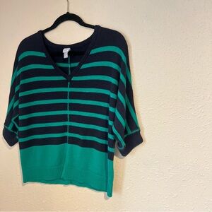 JCP- Vneck mid sleeve striped top for women, casual, winter wear, warm comfy